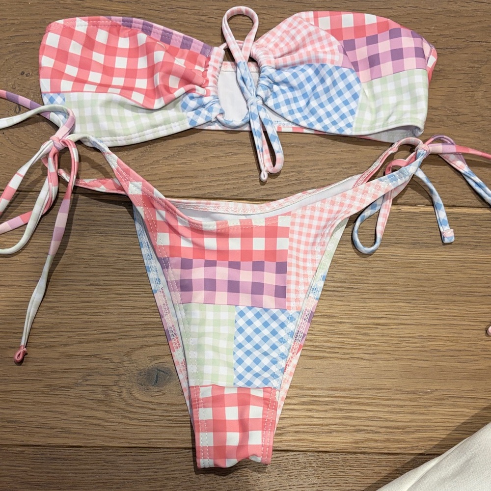 Colorful Gingham Bikini Set - size xs